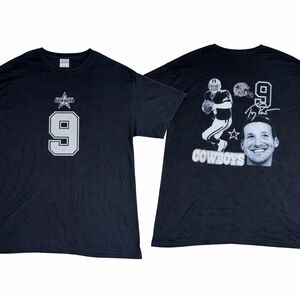 Vintage Hanes 2000’s Tony Romo Dallas Cowboys Graphic T Shirt Black Mens XL